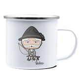Da Oid Sinzer Goasslschnoizer Emaille Tasse 375ml Weiss Silber Kampenwand Front